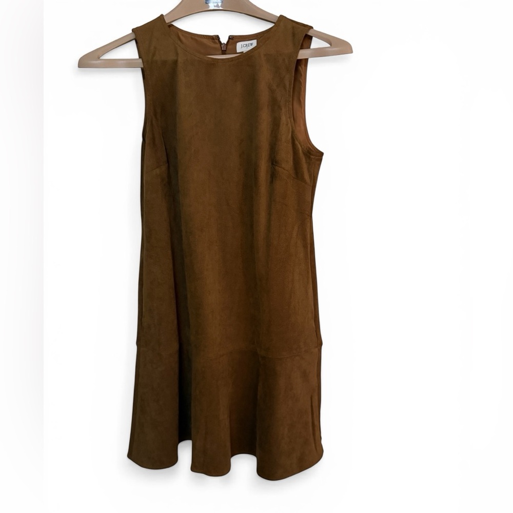 J Crew Women’s Brown Faux Suede Drop Waist Dress Sleeveless w/ Pockets Size 8